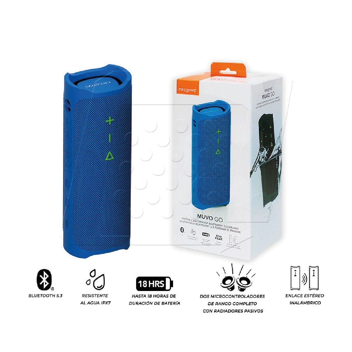 CREATIVE - Parlante Creative Muvo GO Bluetooth 20w 18h ipx7 Azul