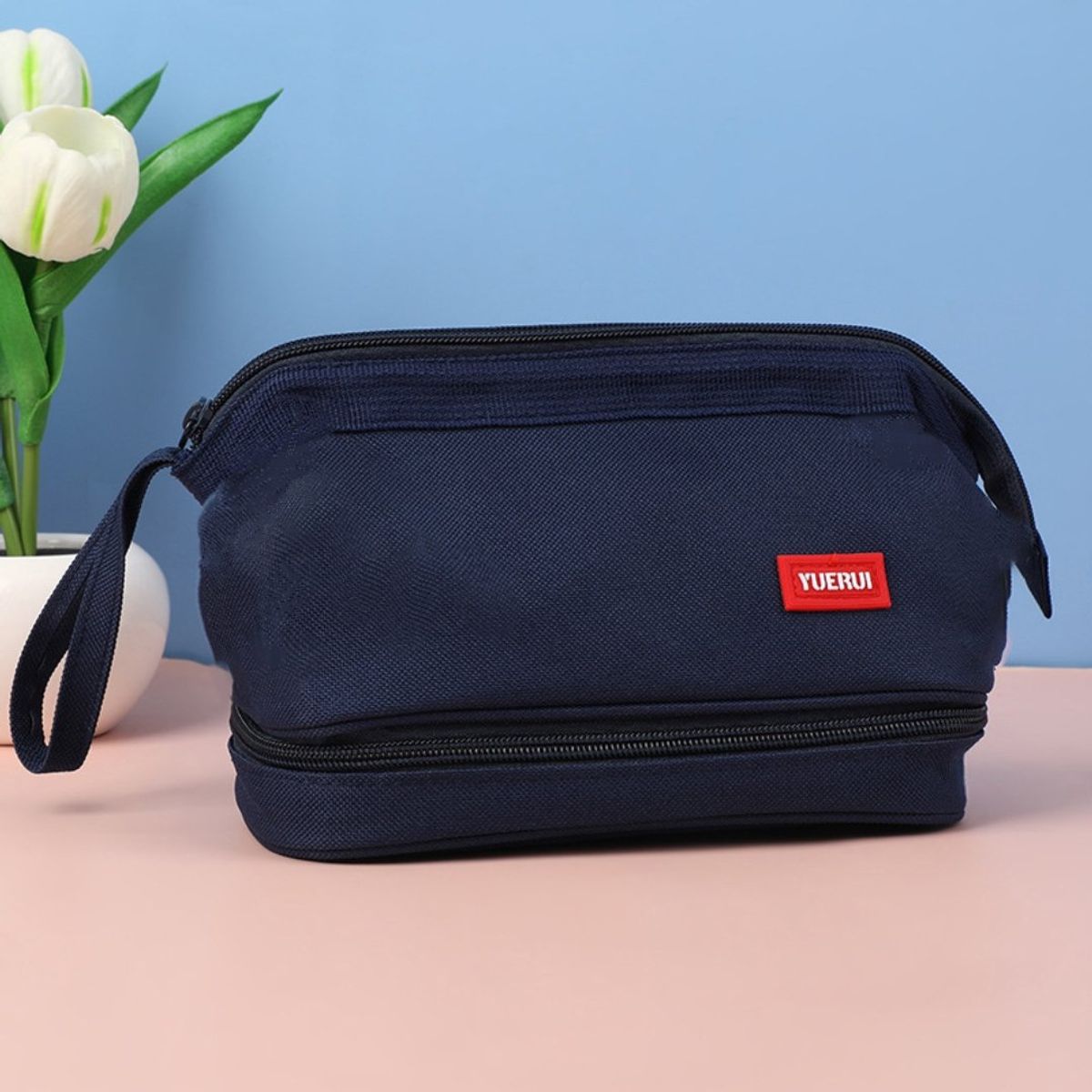 GENERICO - Cartuchera portalápices de 2 niveles - Azul