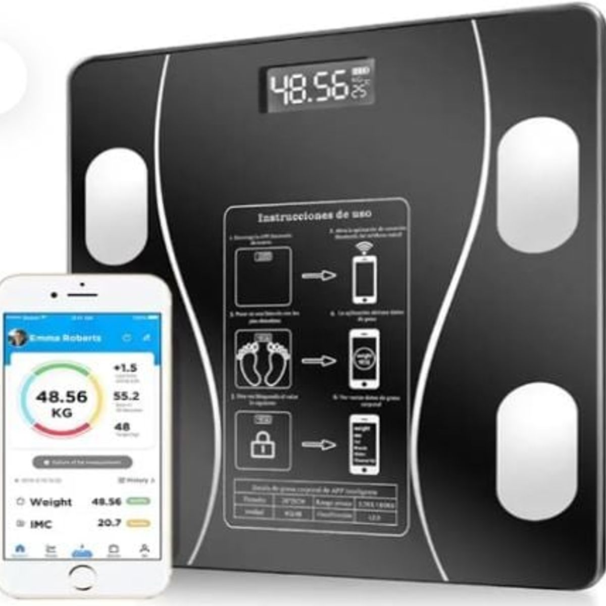 GENERICO - Balanza Digital Bluetooth 180kg Control de Peso Inteligente