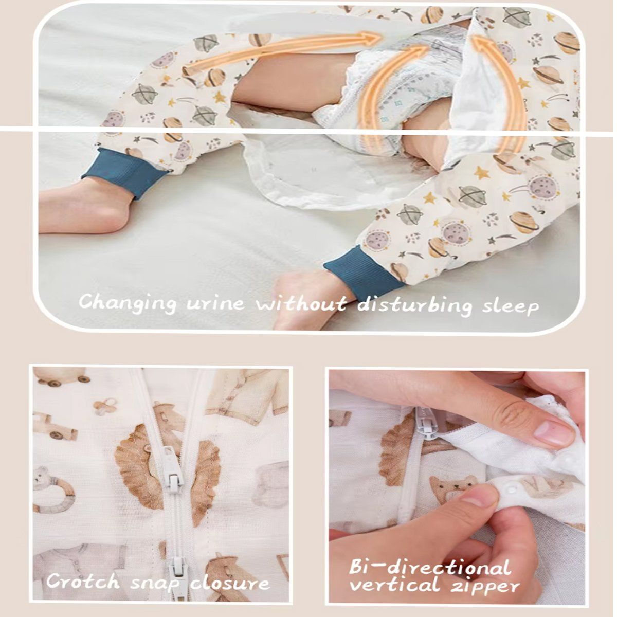 GENERICO - Pijama Saco de Dormir Muselina Talla S (9 a 18 meses)