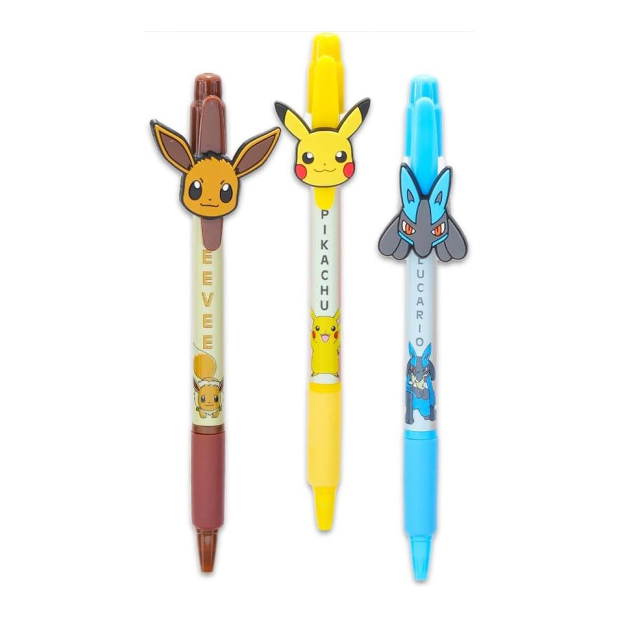 POKEMON - Pokemon 3 lapiceros bolígrafos Pikachu, Lucario y Eevee
