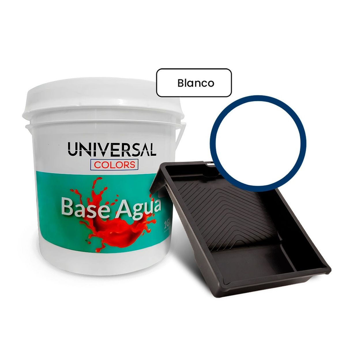 UNIVERSAL COLORS - Pintura Látex Acrílico Antihongos Universal Colors blanco mate 1gl +Bandeja profesional