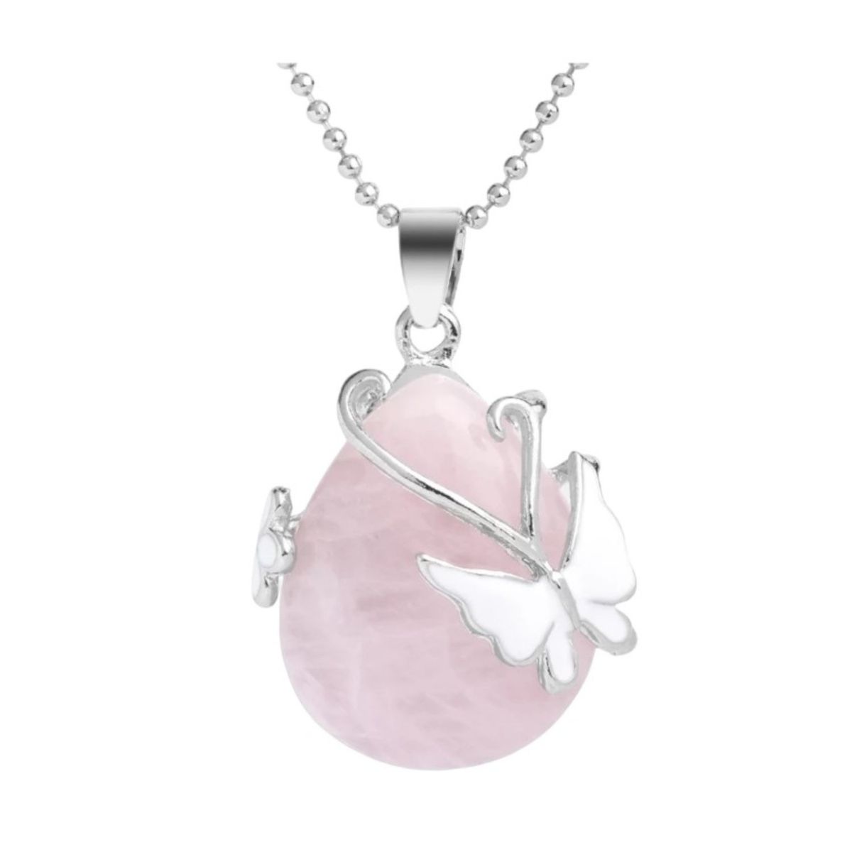 LUCYANA JOYAS Y ACCESORIOS - Collar para Mujer en Cuarzo Rosa Mariposa - Joyas Lucyana