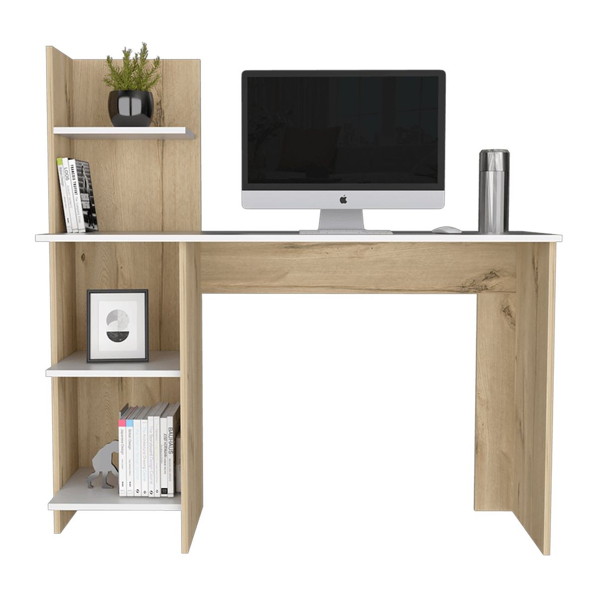 GENERICO - Escritorio con Librero Minimalista Duna-Blanco 1.20 m