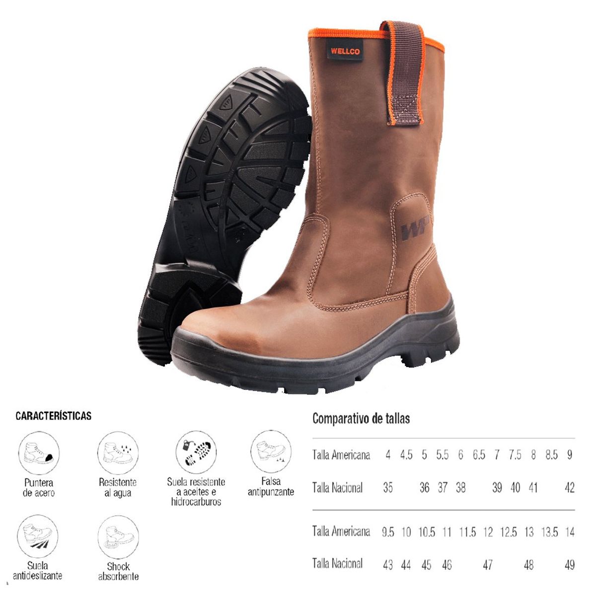 WELLCO PERUANA - Bota Campera Wellco 595 Puntera de Acero Antipunzante