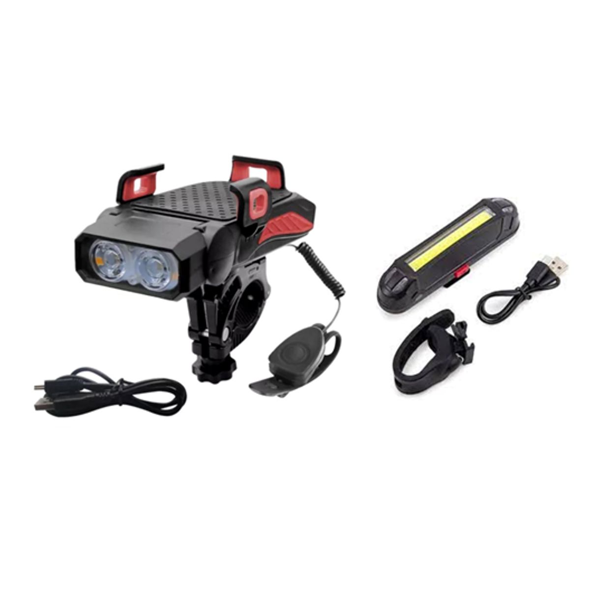 GENERICO - KIT LUZ DELANTERA 4 EN 2  DE 500LM+ LUZ POSTERIOR DE 100LM