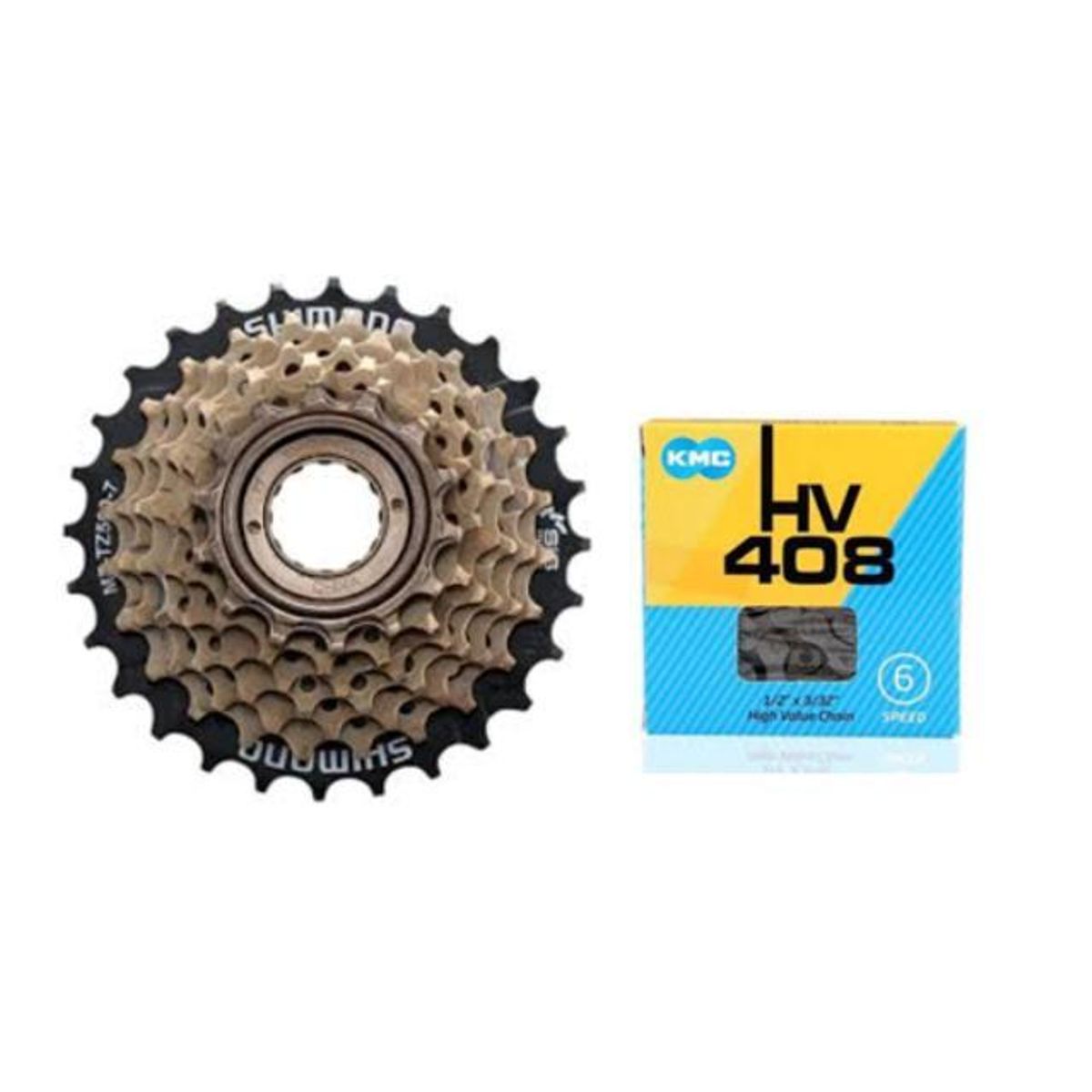 SHIMANO - Piñón Shimano de 6 Velocidades + Cadena KMC de 6V