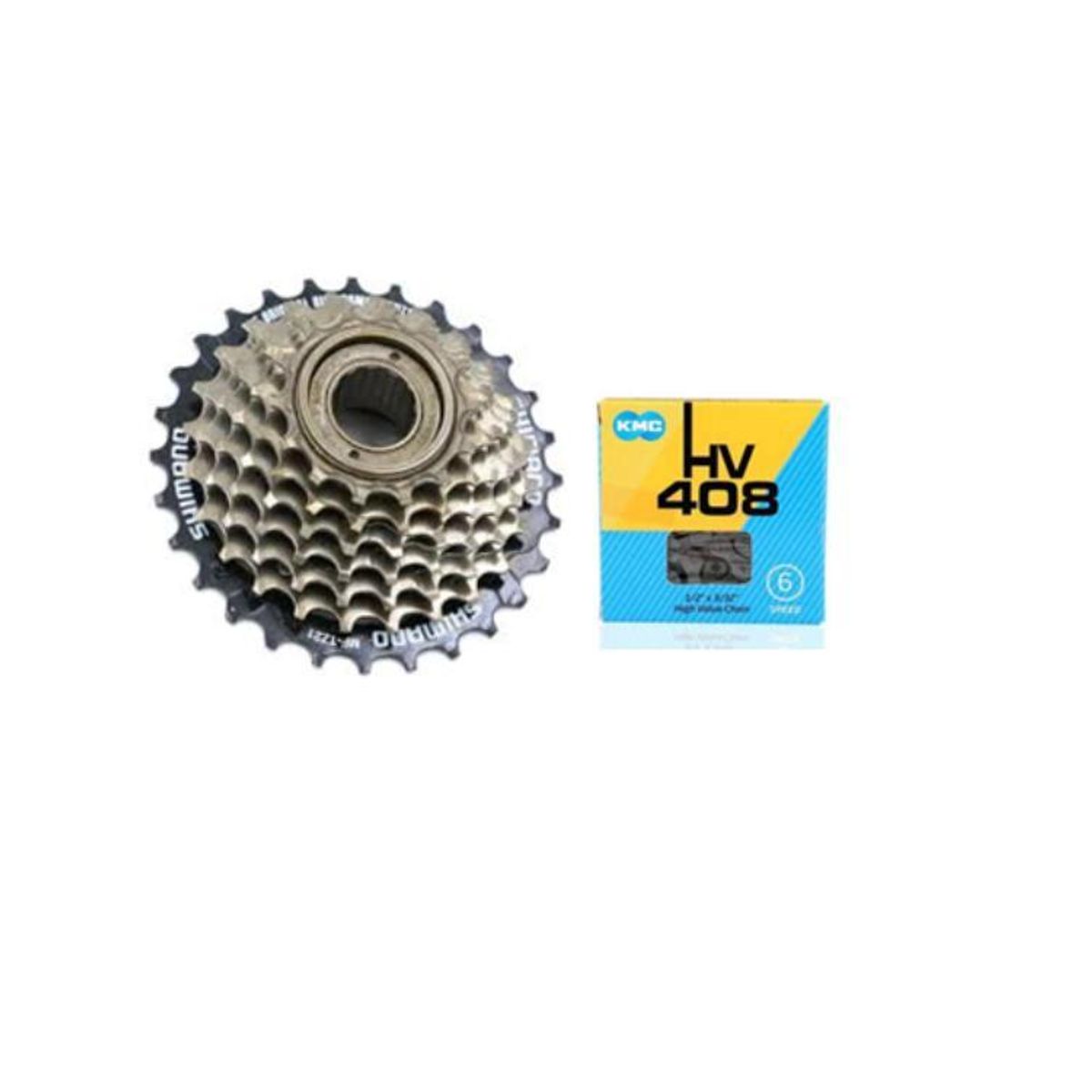 SHIMANO - Piñón Shimano de 6 Velocidades + Cadena KMC de 6V