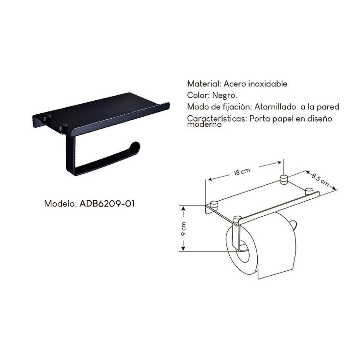 GENERICO - Porta rollo de Papel Higiénico más Porta celular ADB6209-01