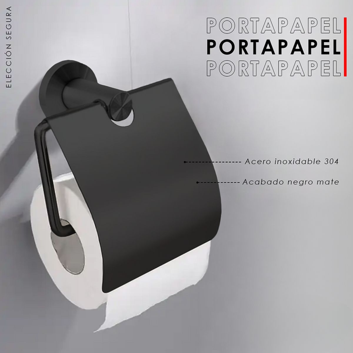 GENERICO - Porta Rollo de Papel 7116200N Negro Mate