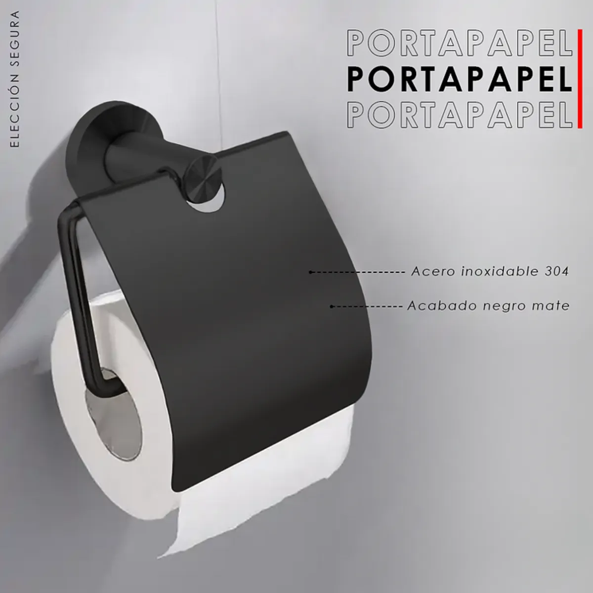 GENERICO - Porta Rollo de Papel 7116200N Negro Mate