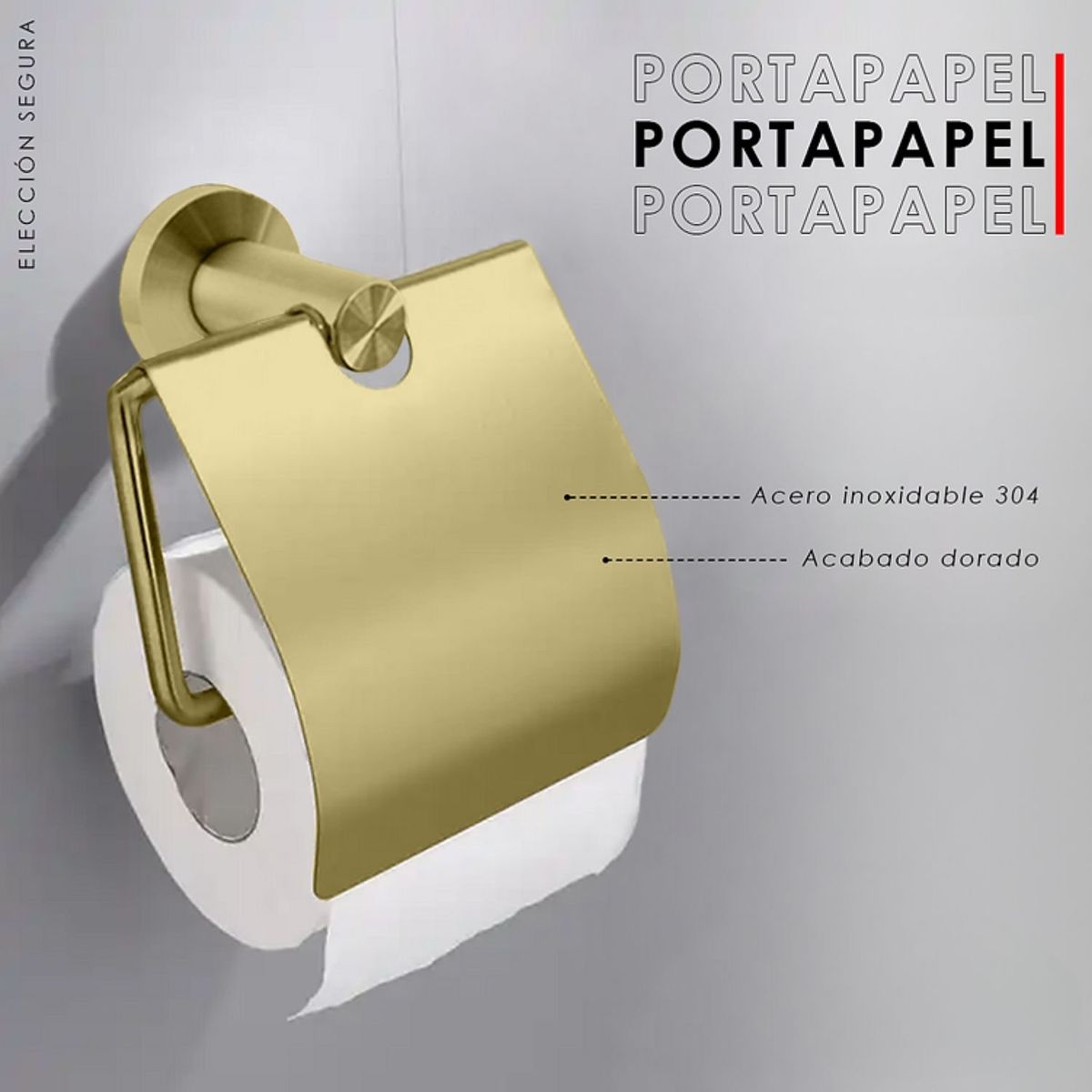 GENERICO - Porta Rollo de Papel 7116200G Dorado Nano