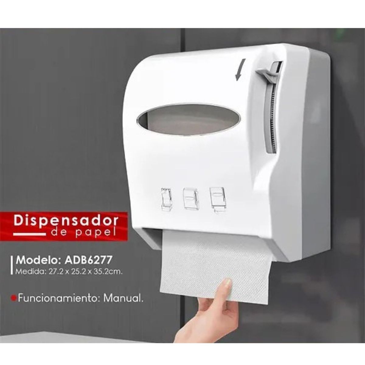 GENERICO - Dispensador Manual de Papel Toalla ADB6277 Plástico ABS