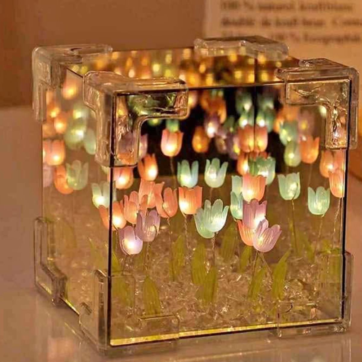 GENERICO - Adorno Decoracion Lampara de Mesa 3D Tulipanes Infinitos Navidad  - Luz Cálida