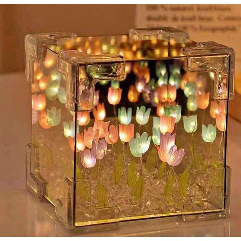 GENERICO - Adorno Decoracion Lampara de Mesa 3D Tulipanes Infinitos Navidad  - Luz Cálida