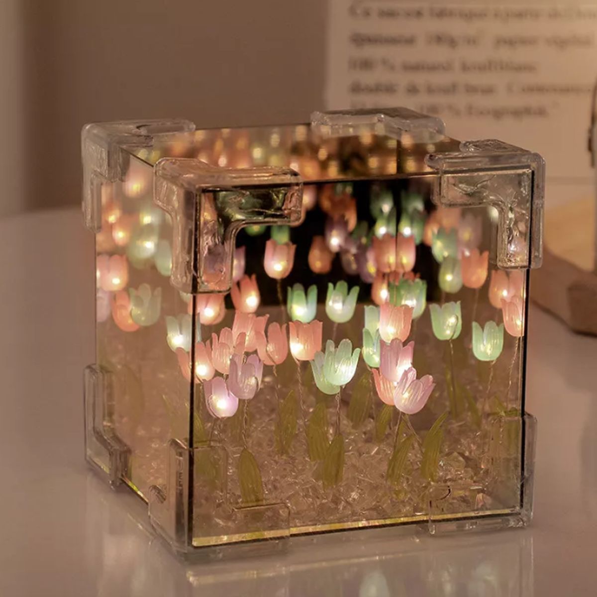 GENERICO - Adorno Decoracion Lampara de Mesa 3D Tulipanes Infinitos Navidad  - Luz Cálida