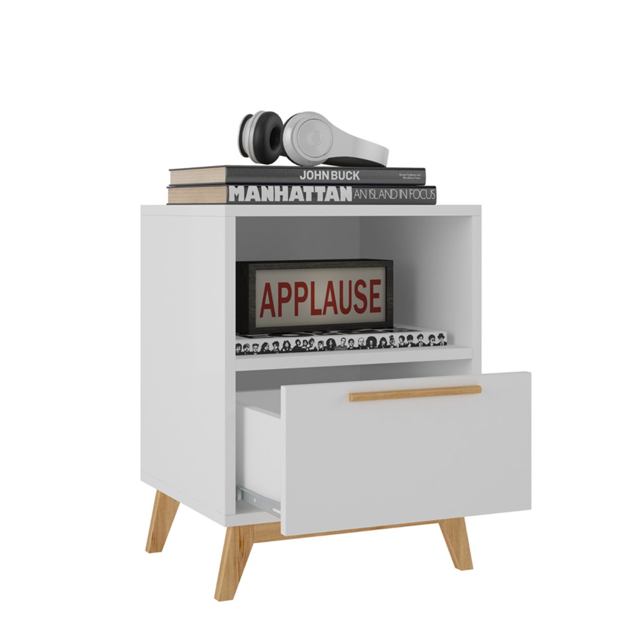 BRV MOVEIS - Mesa auxiliar Ravello 51x35x38 cm Blanco Natural