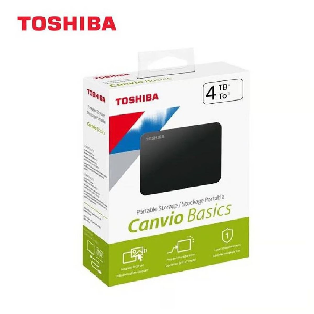 TOSHIBA - Disco Duro Externo Toshiba Canvio Basics 4TB - Negro Mate - Portátil