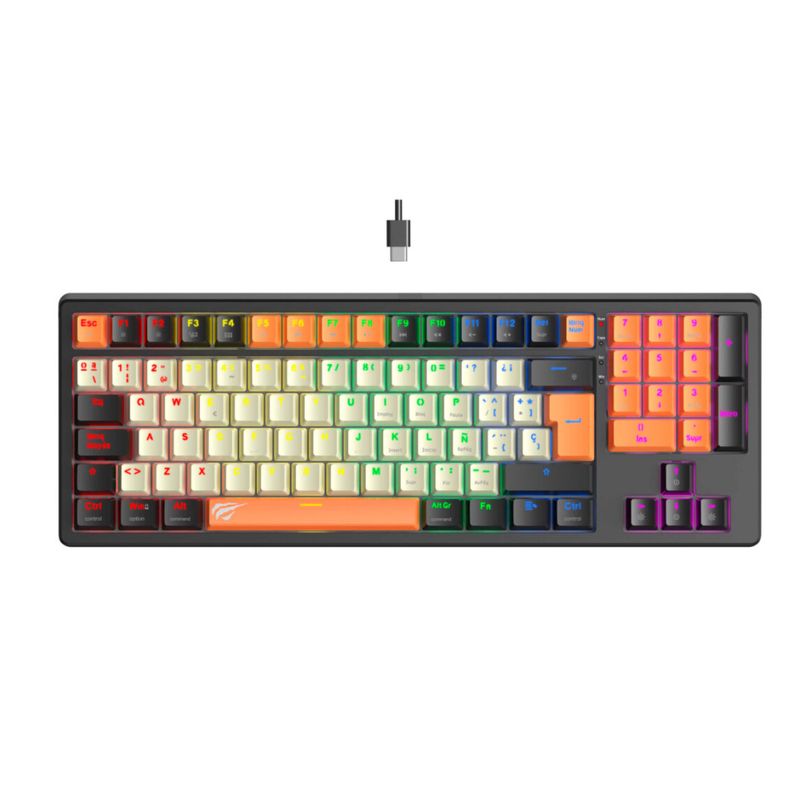 HAVIT - TECLADO HAVIT GAMENOTE KB512L-SP MECANICO SWITCH RED LED-RG