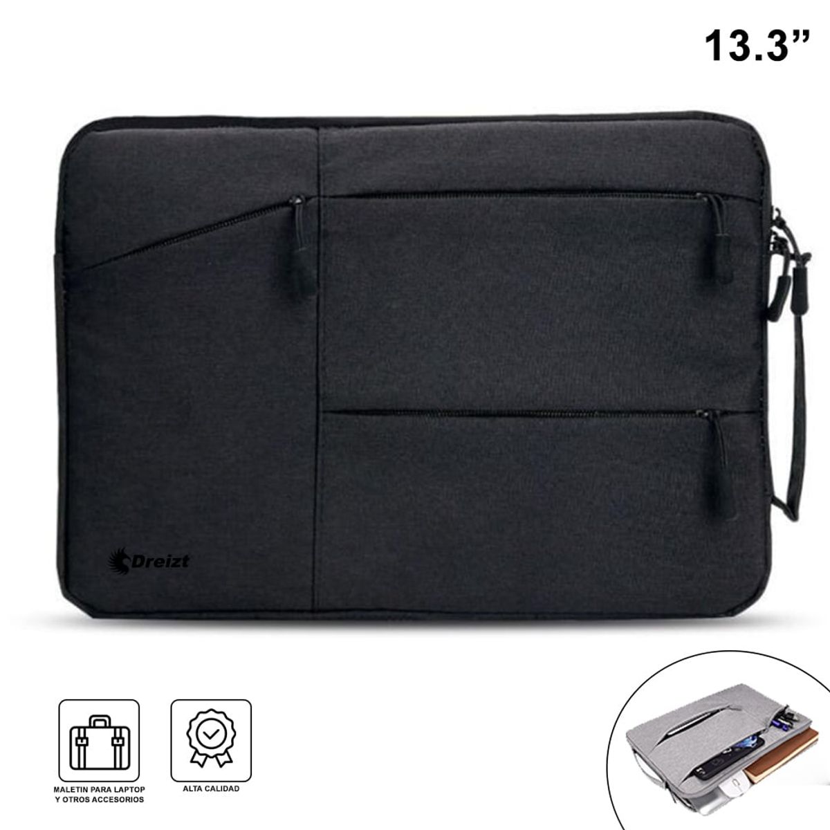 DREIZT - Funda Porta Laptop Notebook de 13.3 Pulgadas Negro
