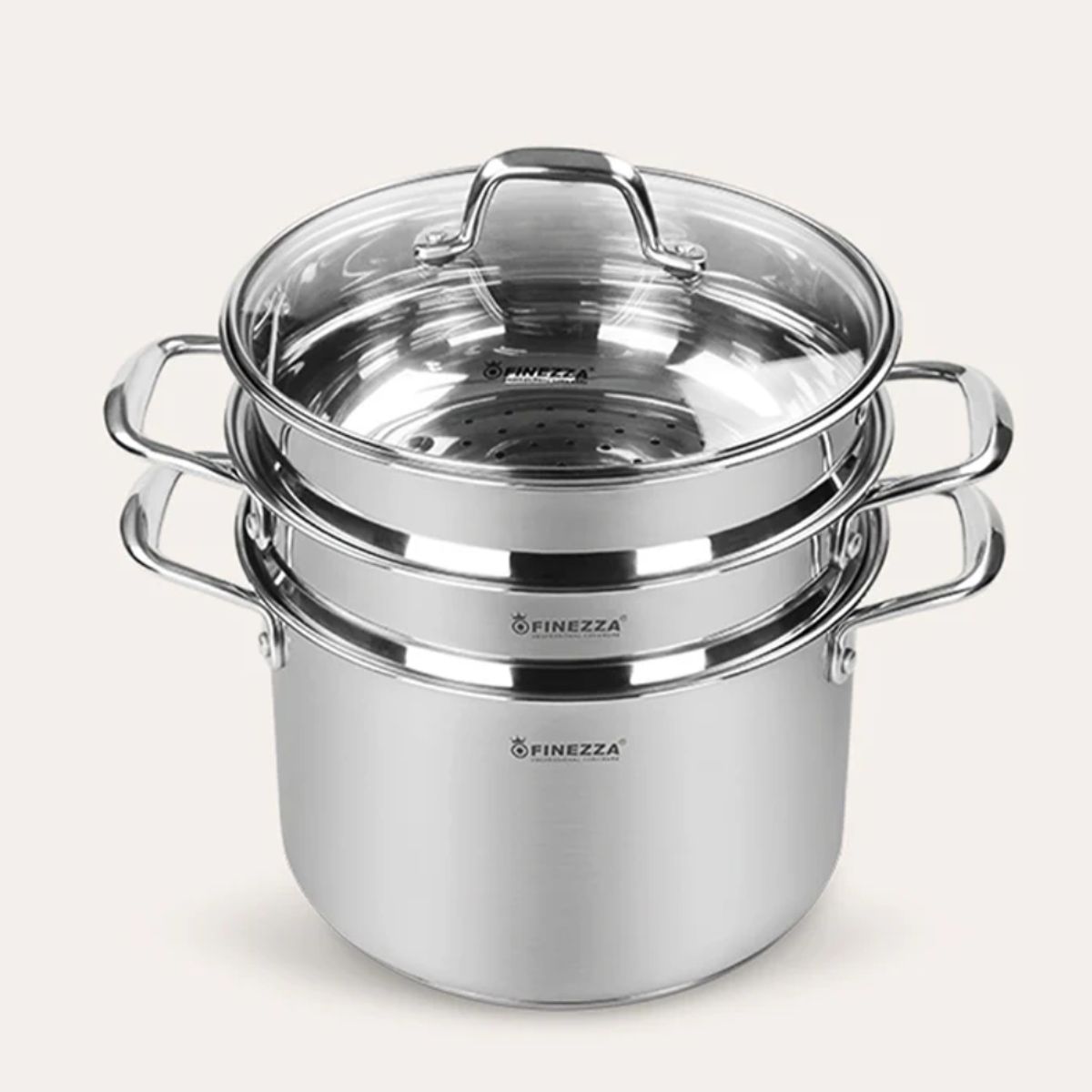 FINEZZA - Espaguetera 6L acero inoxidable con tapa y vaporera FZ-0062SP