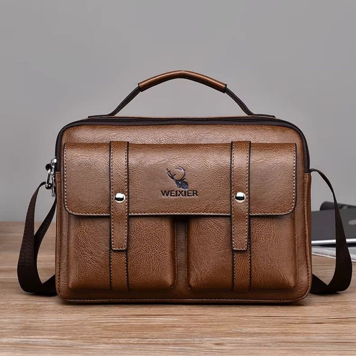 GENERICO - Makeway - Morral Bolso Hombre Cuero PU