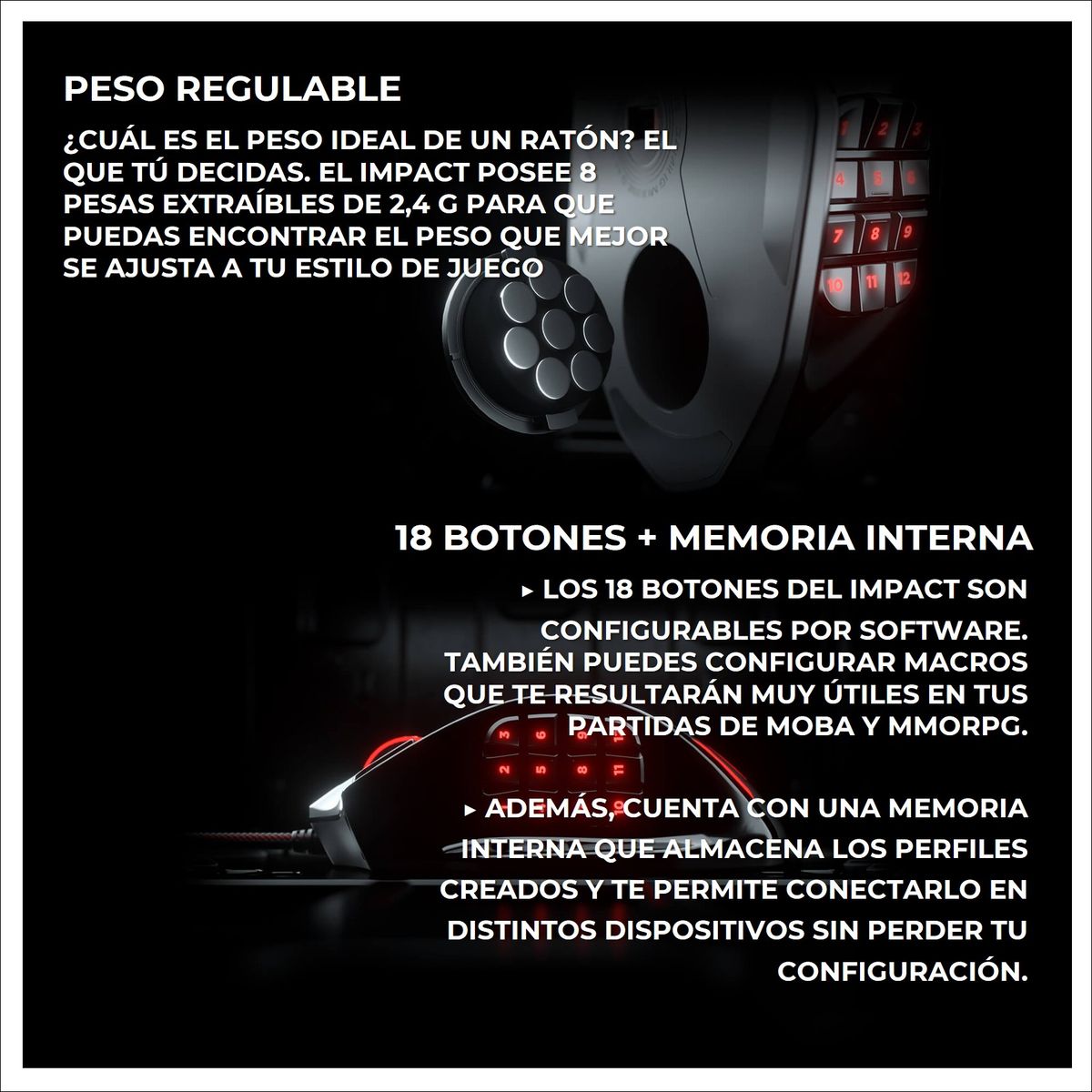 REDRAGON - Mouse Gamer RGB Redragon Impact Negro M908