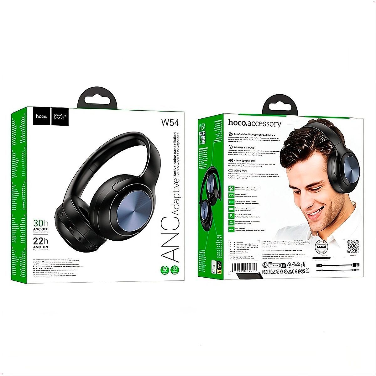 HOCO - Auriculares inalámbricos HOCO W54 ANC Bluetooth 5.4 cancelación ruido