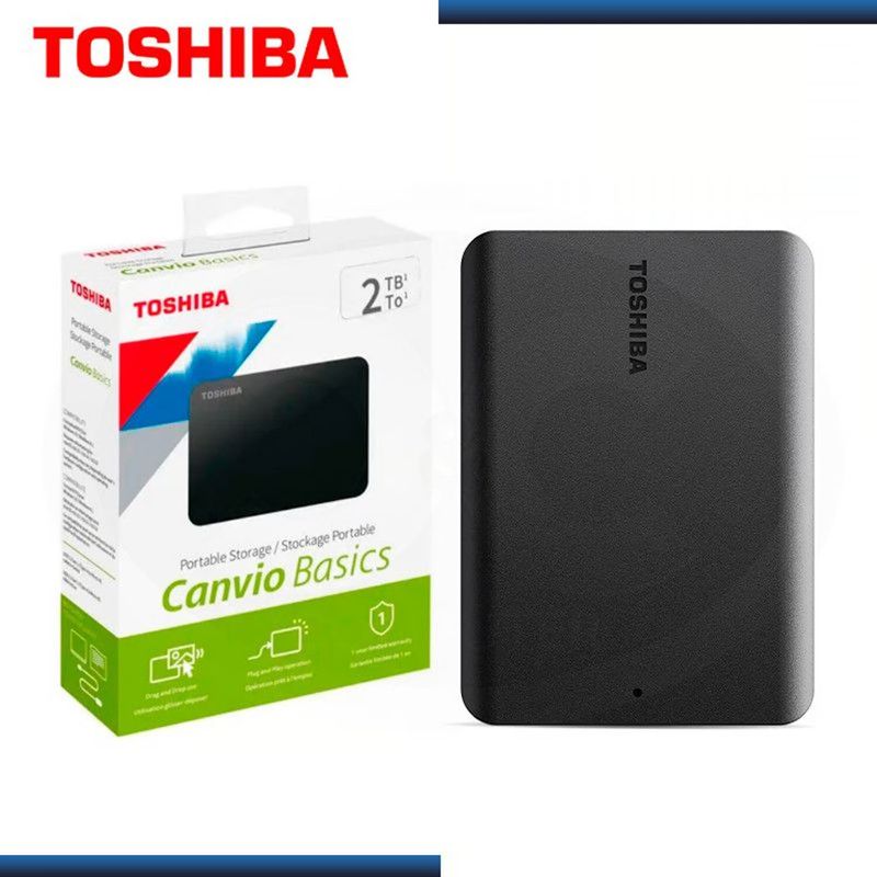 TOSHIBA - Disco Duro Externo Toshiba Canvio Basics 2TB - Negro Mate - Portátil