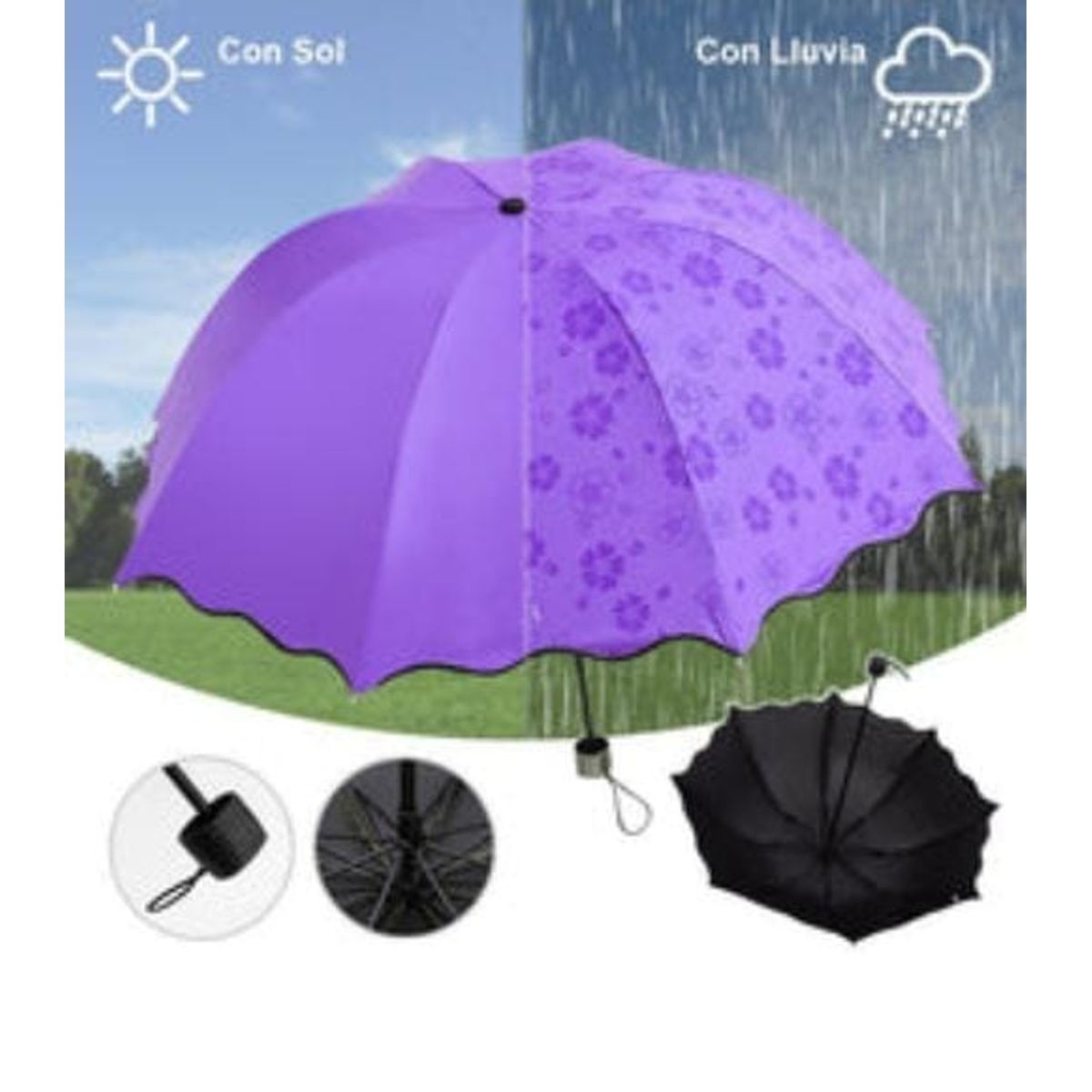 GENERICO - Sombrilla Mágica Cambia Color Agua Protección Filtro UV