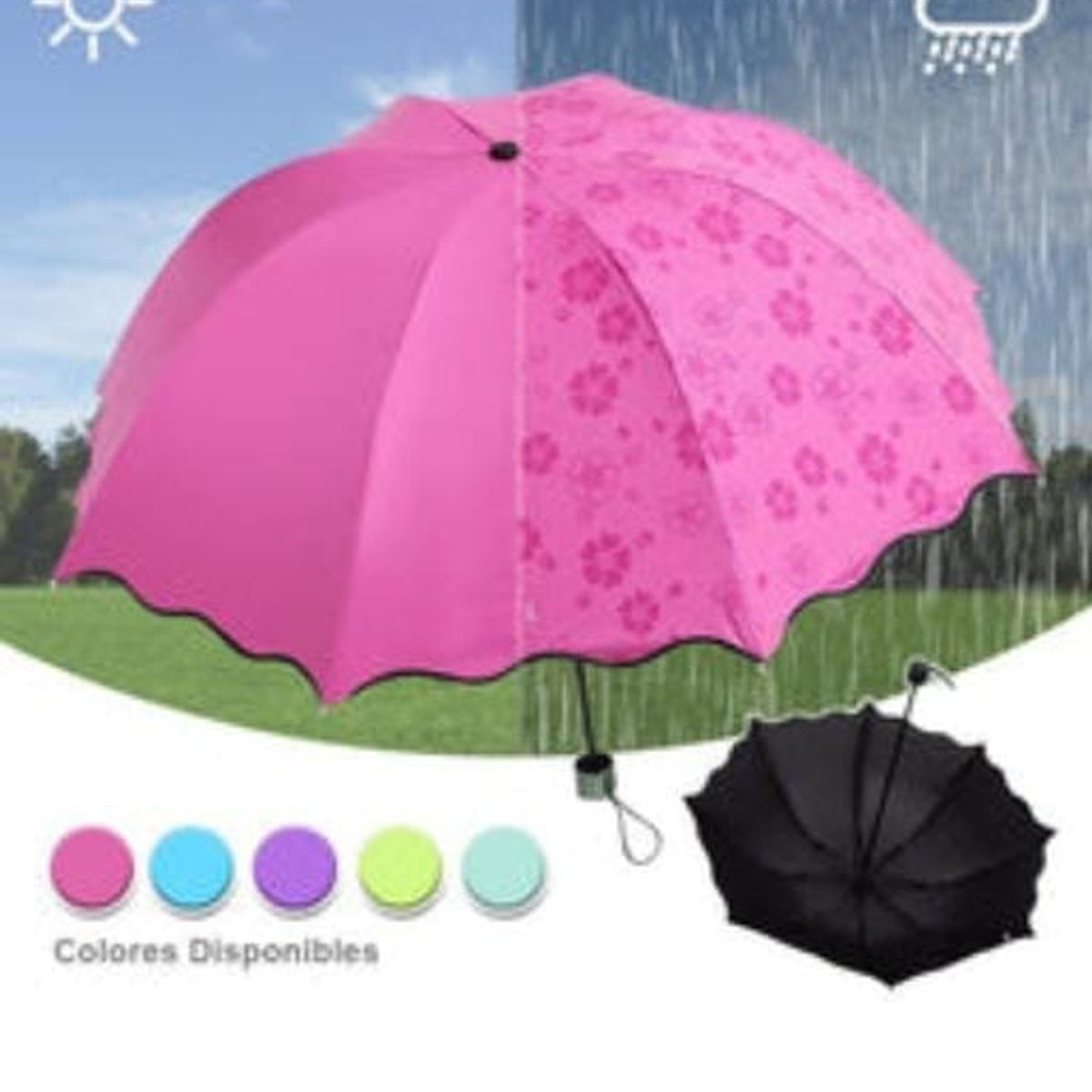 GENERICO - Sombrilla Mágica Cambia Color Agua Protección Filtro UV