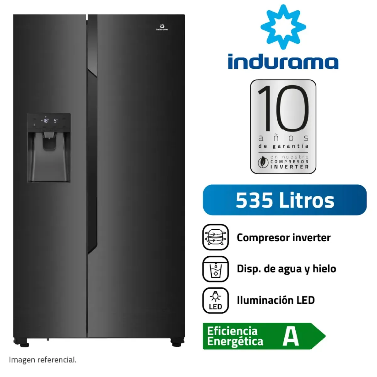 INDURAMA - Refrigerador Indurama Side by Side No Frost de 535L con Dispensador - RI-799DHN