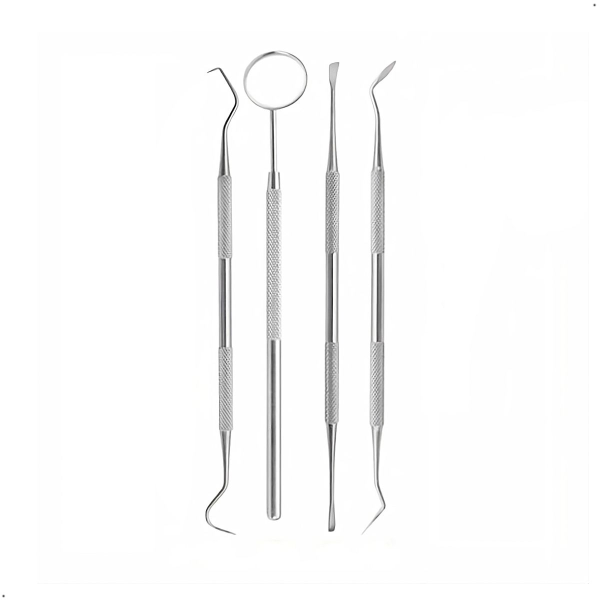 GENERICO - kit de limpieza dental 4 piezas de acero qirurgico