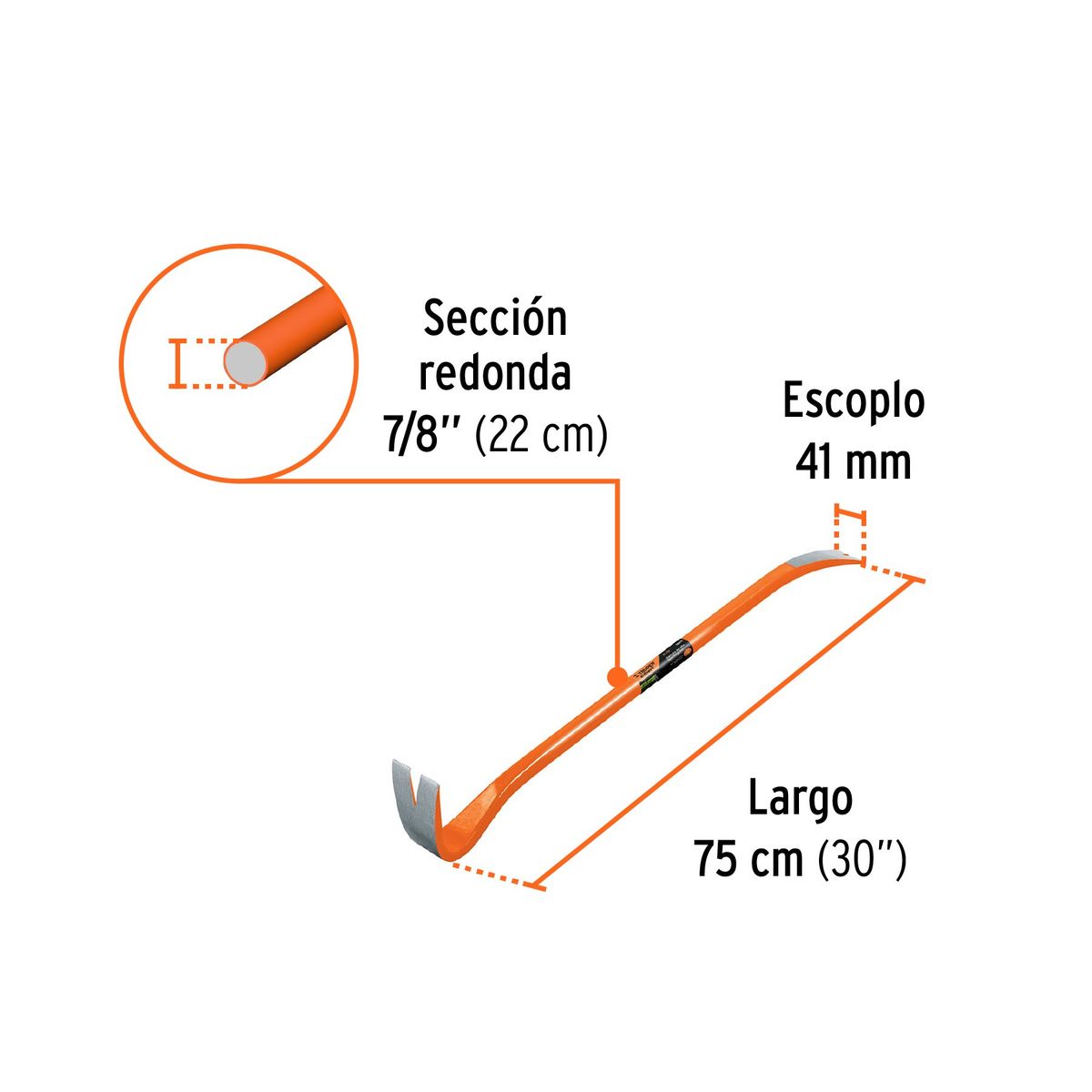 TRUPER - Barreta de uña de 7/8" x 75 cm, Truper Expert