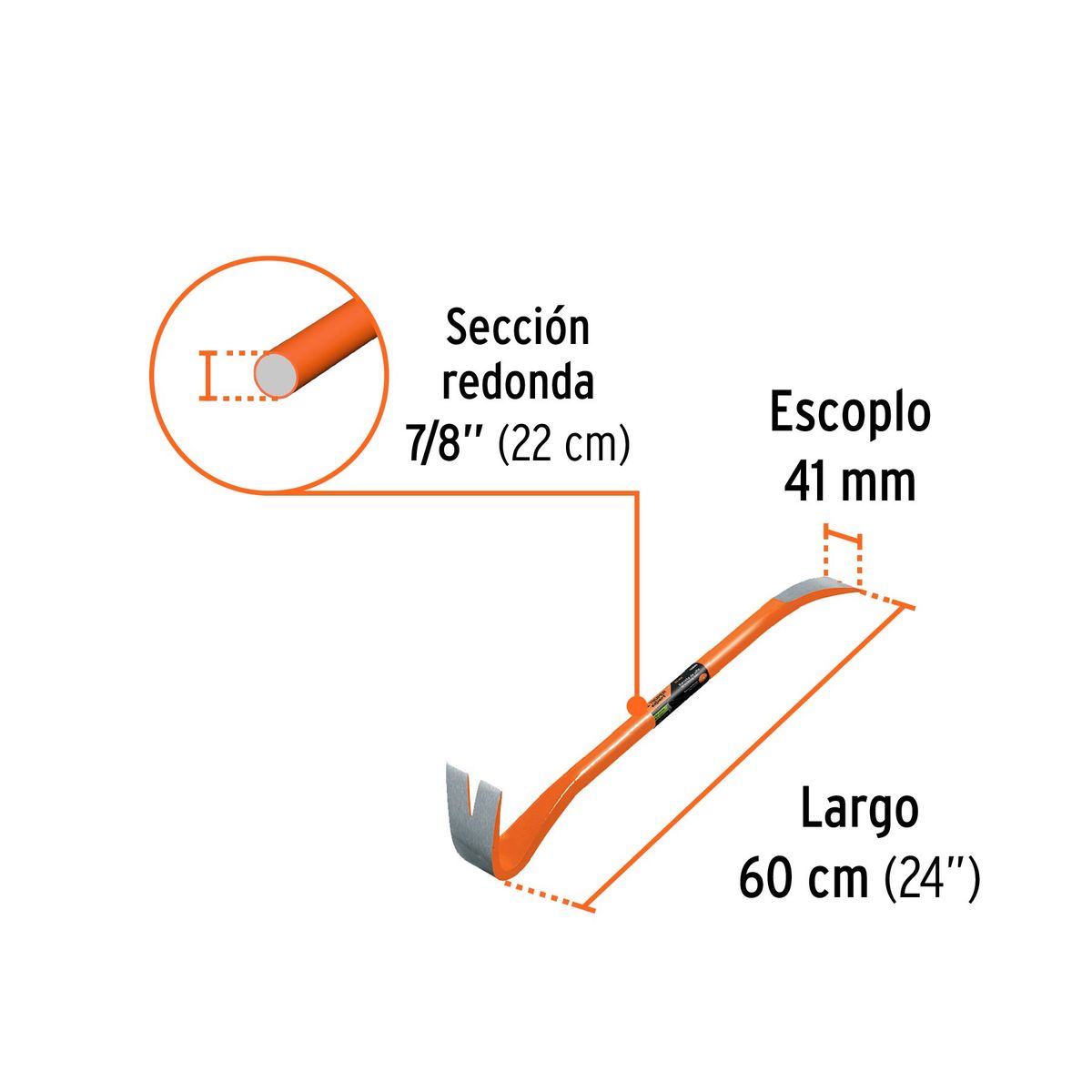 TRUPER - Barreta de uña de 7/8" x 60 cm, Truper Expert