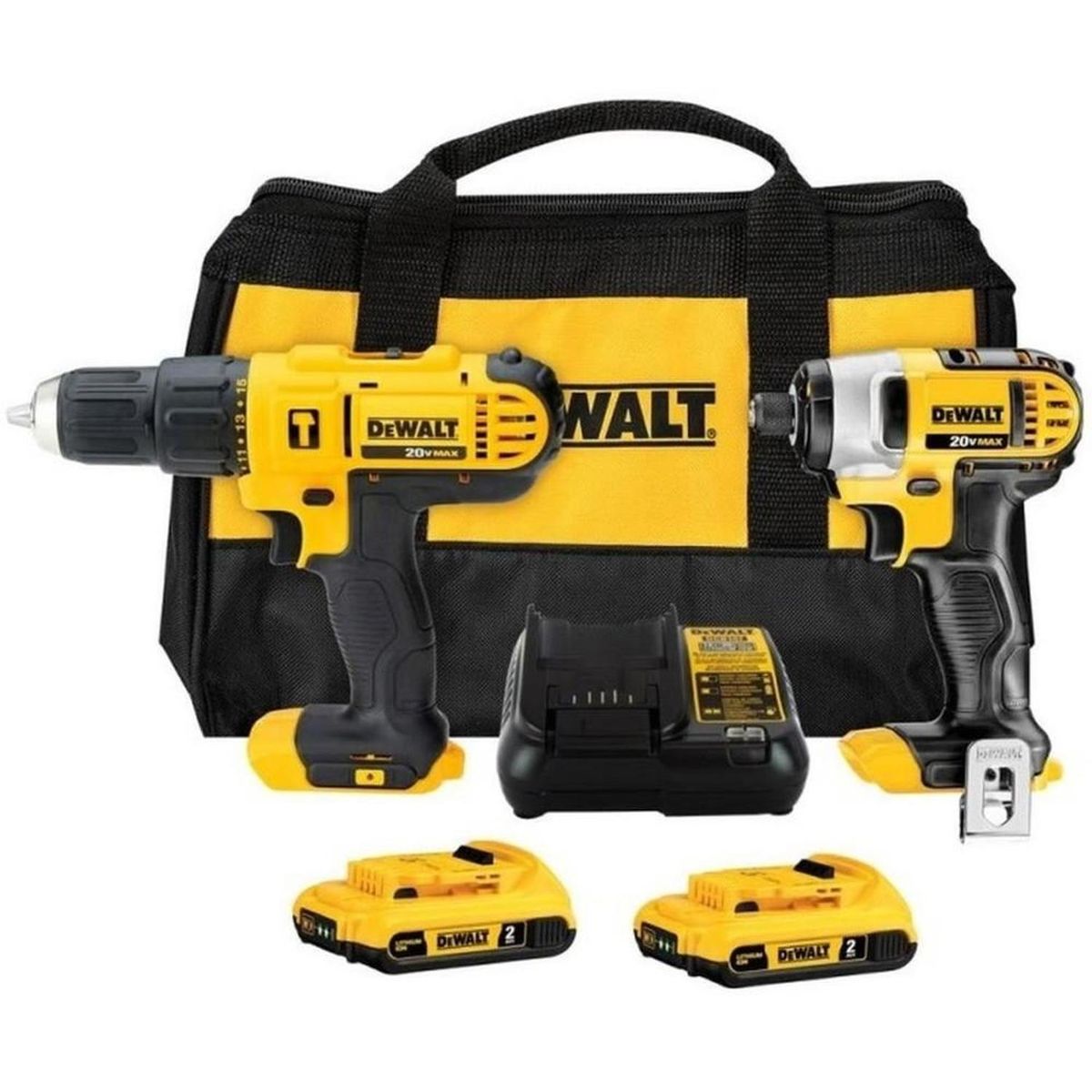 DEWALT - Taladro Perc 1/2" + Ator de Impacto 1/4" 20V + Set de Brocas Dewalt DCK222D2-K3