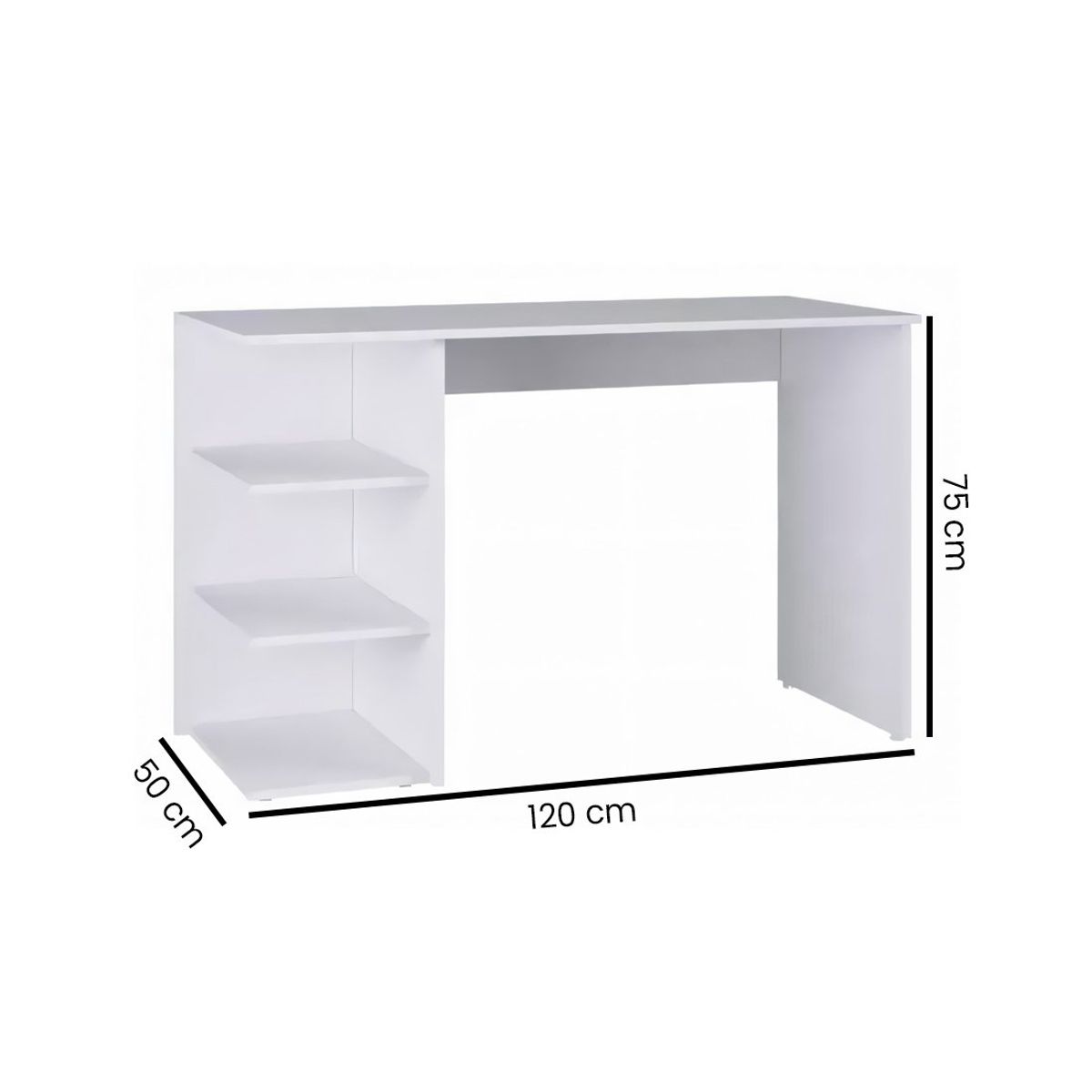 GENERICO - Escritorio Milo 3 Estantes Blanco 120 cm Huk