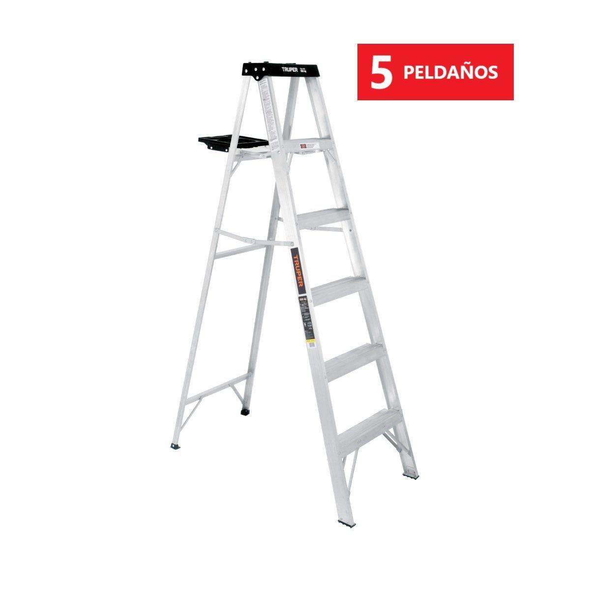 TRUPER - Escalera Tijera de Aluminio 5 Peldaños Soporta 150 kg TRUPER