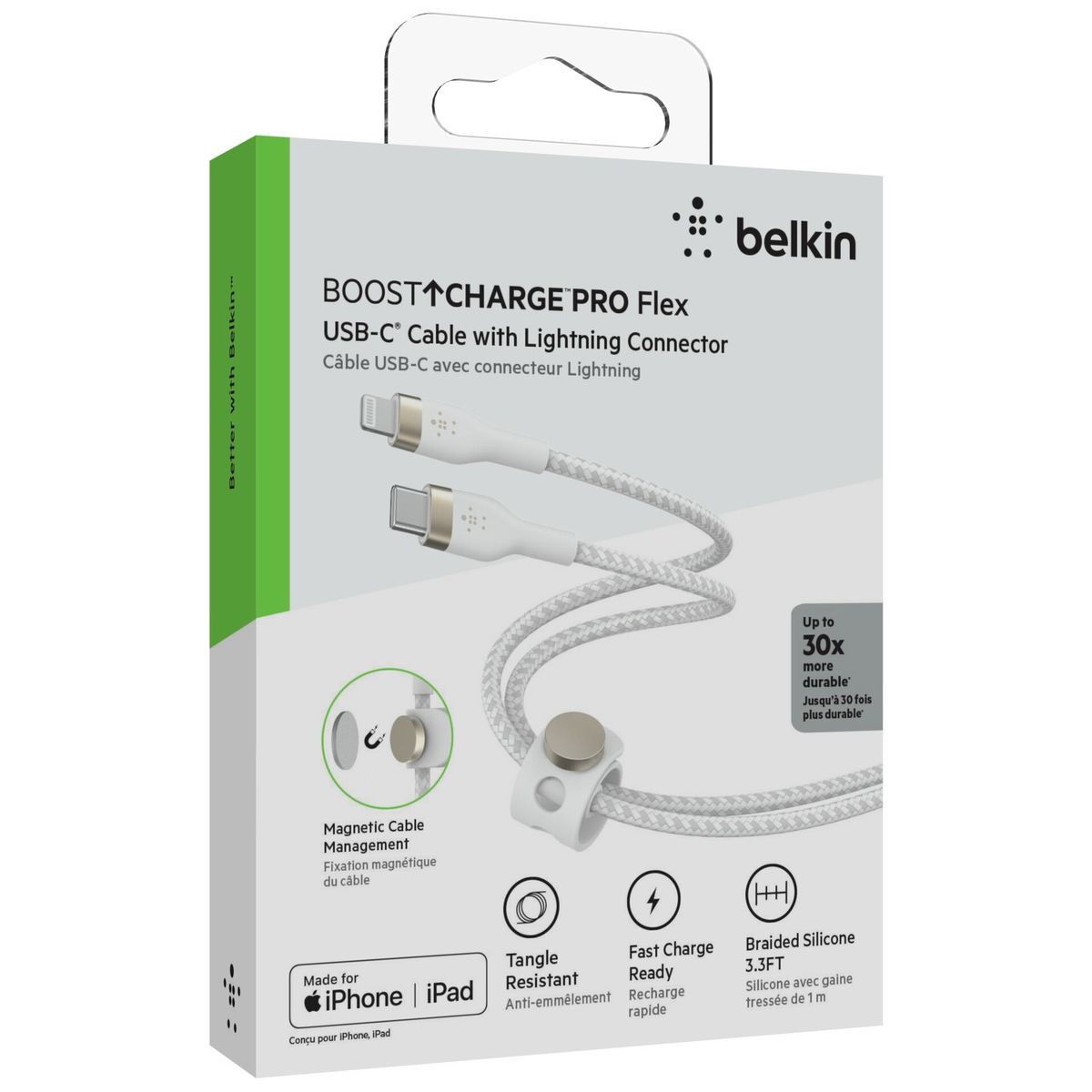 BELKIN - CABLE TYPE-C TO LIGHTNING BELKIN DE 3 METRO BLANCO ENMALLADO