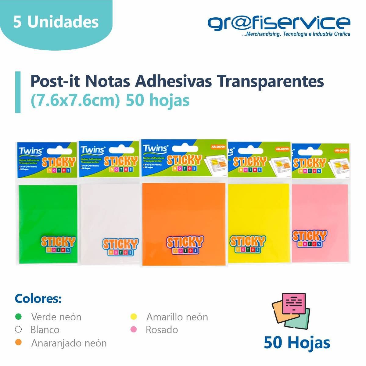 GENERICO - Post It Transparentes Notas Adhesivas 250 hojas