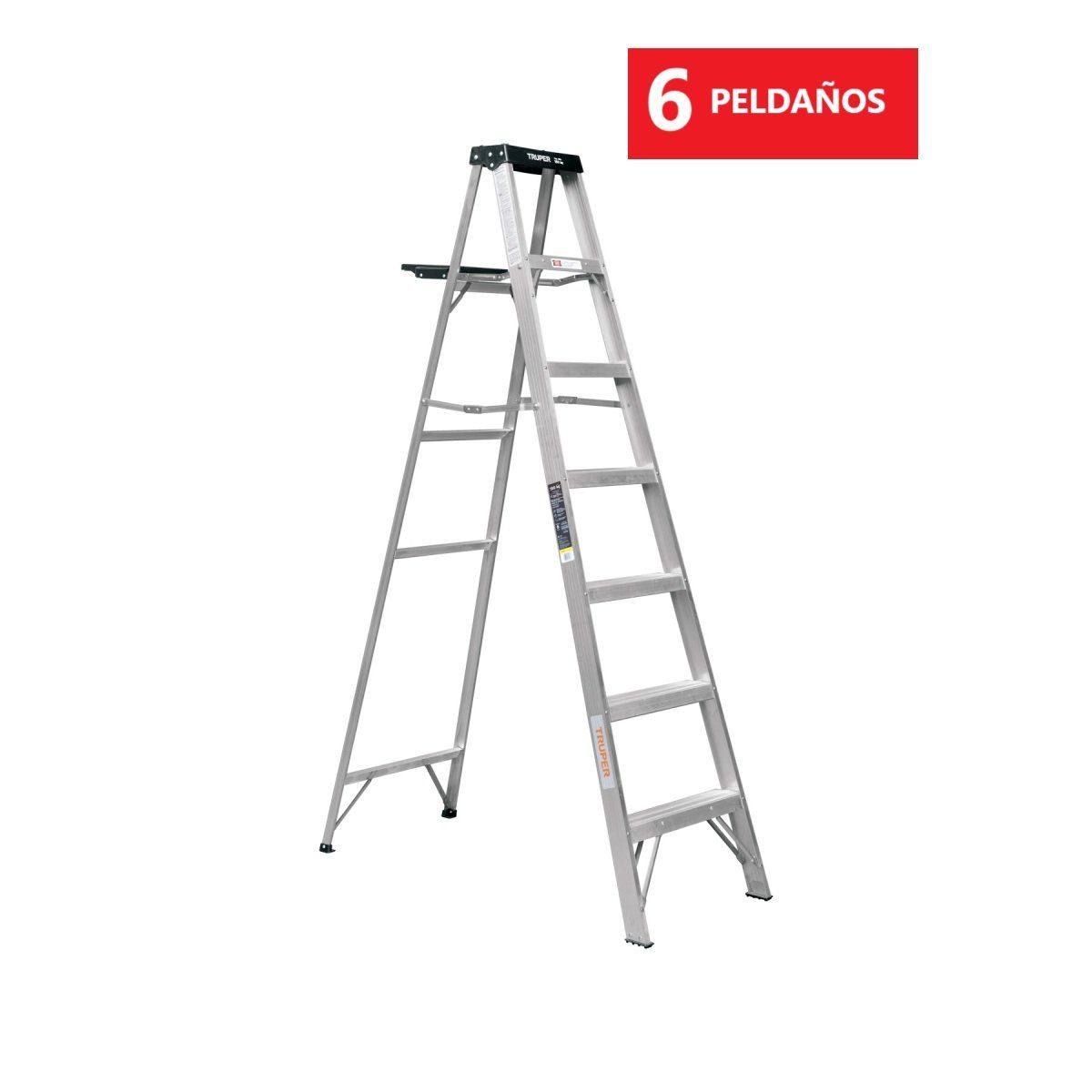 TRUPER - Escalera Tijera de Aluminio 6 Peldaños Soporta 150 kg TRUPER