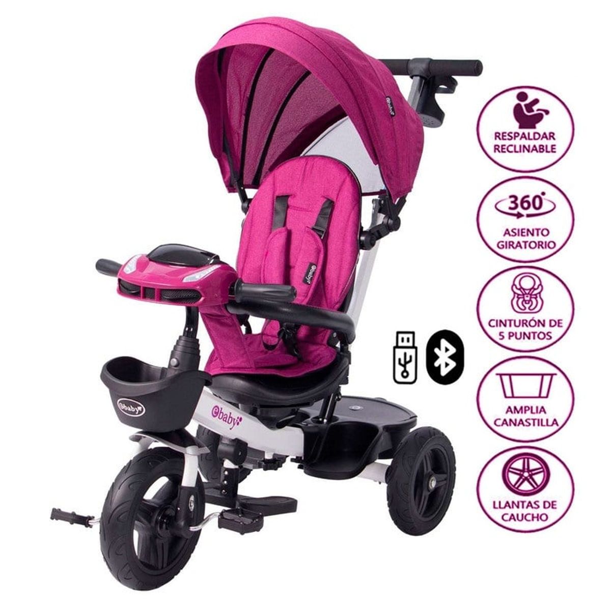 EBABY - Triciclo Aria con Usb y Bluetooth