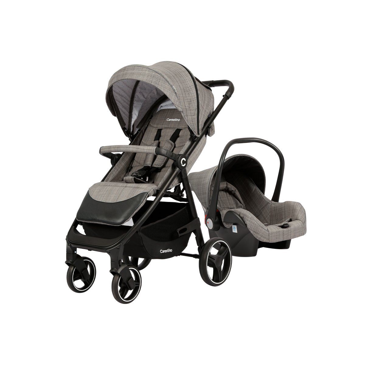 CARESTINO - Coche Carestino Kiev Gris con Huevito PortaBebé