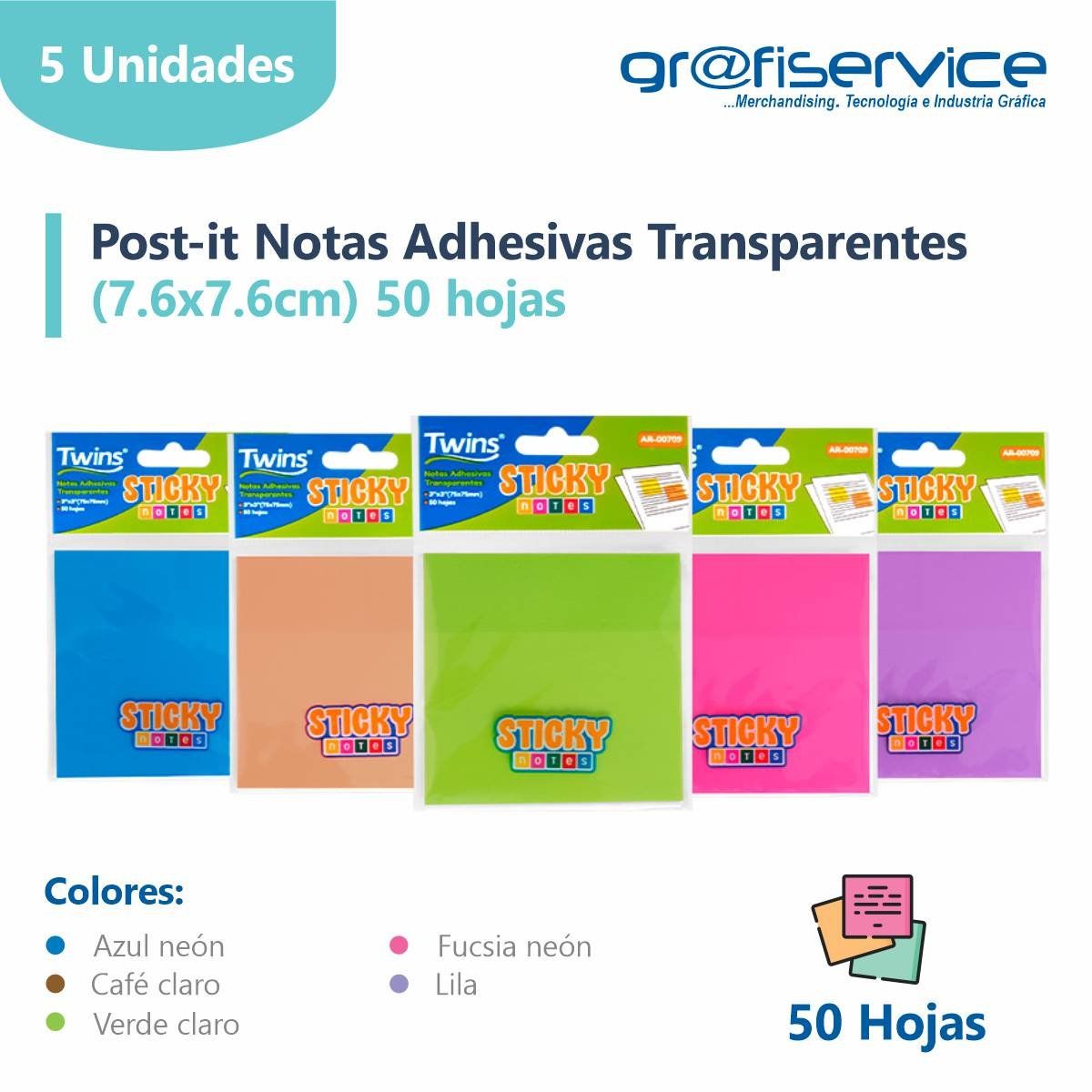 GENERICO - Post It Transparentes Notas Adhesivas 250 hojas