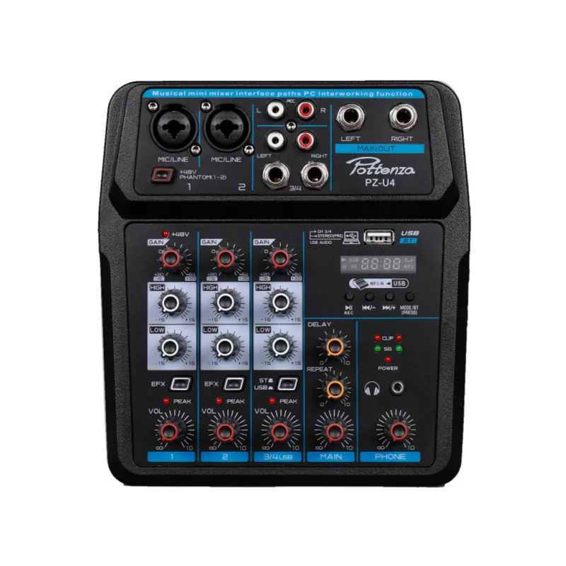 GENERICO - Mezcladora Audio 4 Canales Pottenza PZ-U4