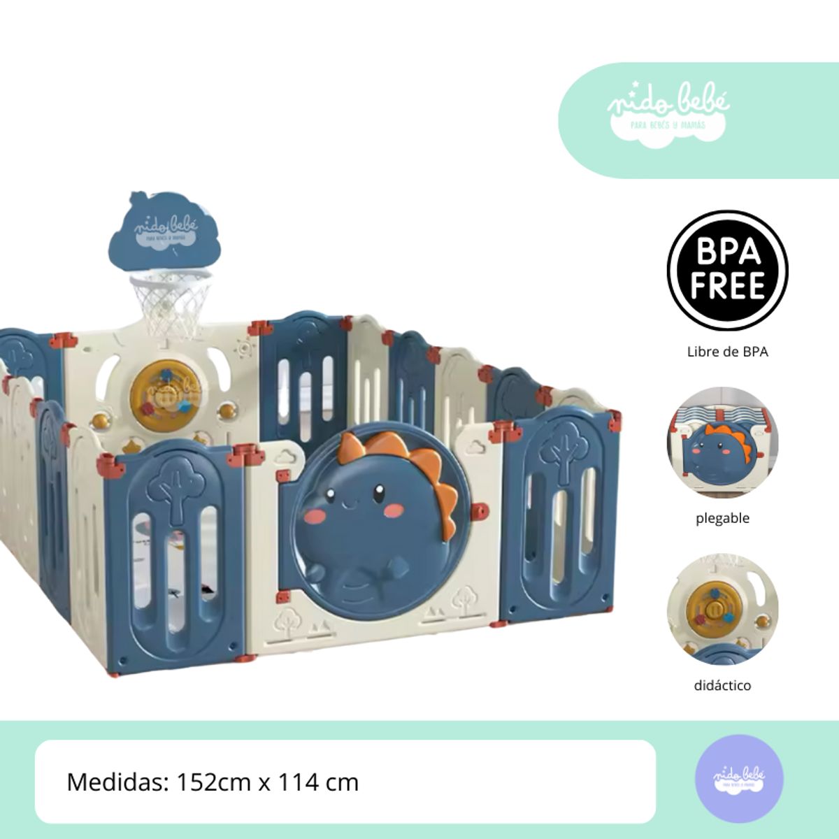 GENERICO - CERCO PLEGABLE Modelo Dino Azul small