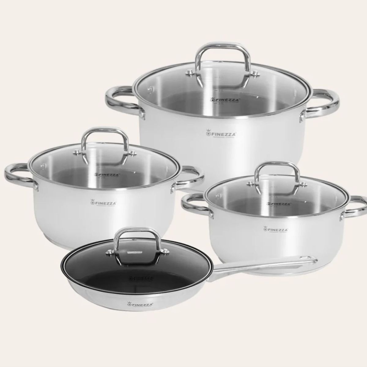 FINEZZA - Juego de ollas de acero 8 Pzs. (FZ-972AE-IN)