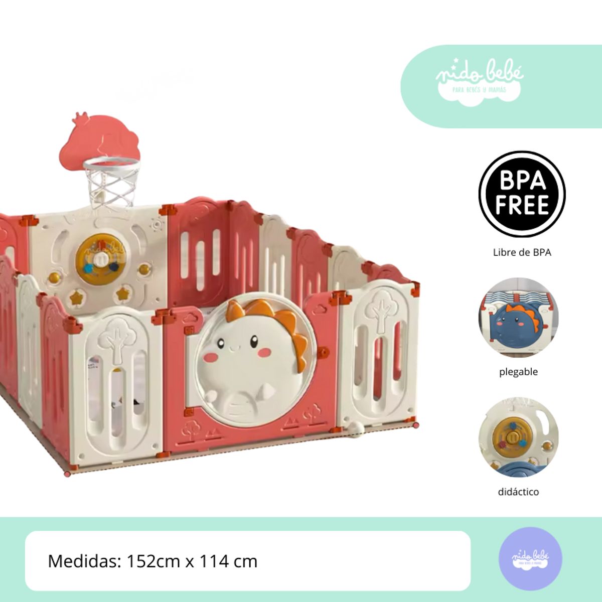 GENERICO - CERCO PLEGABLE Modelo Dino Rojo small