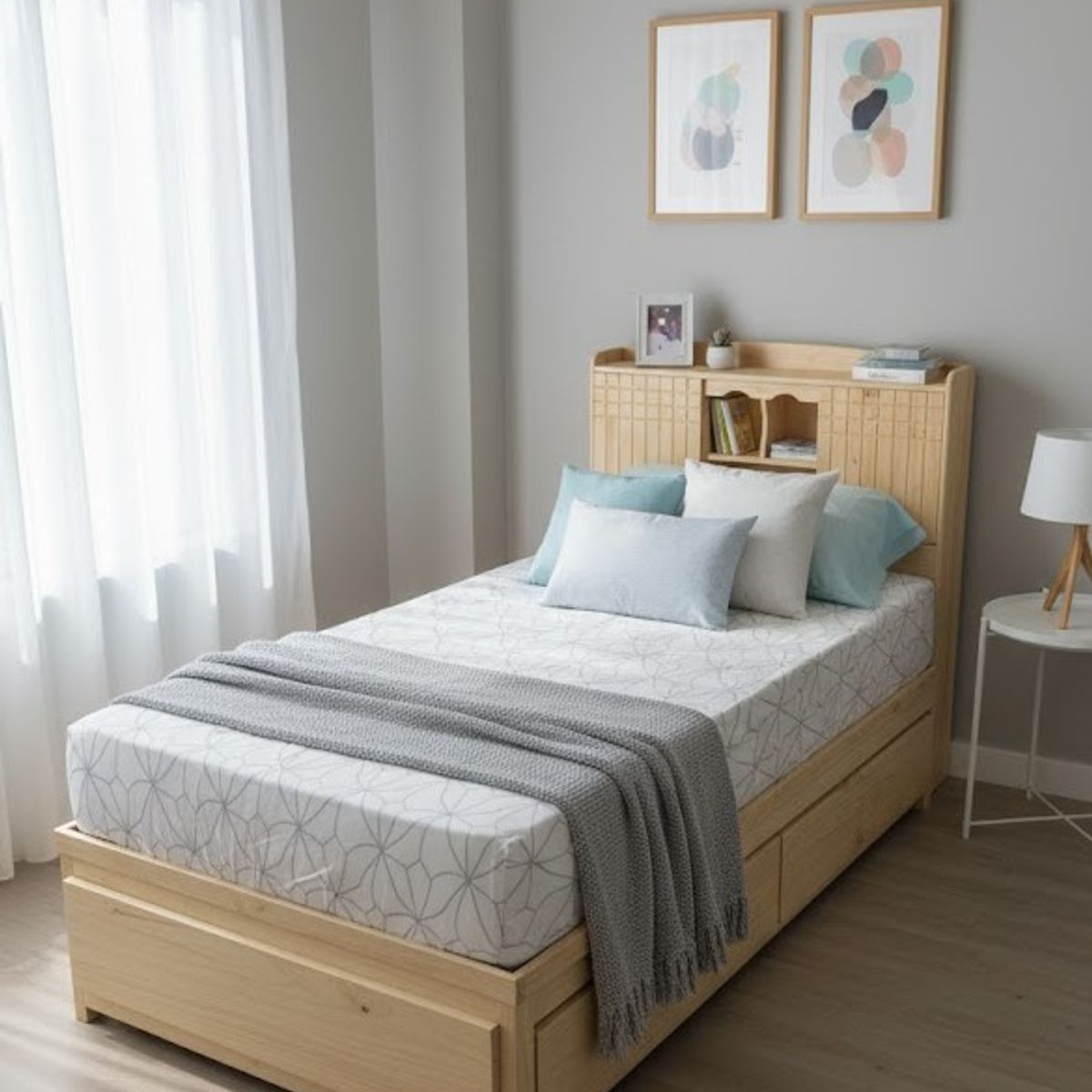 GENERICO - CAMA BIBLIOTECA DE 1 5PLZ PINO