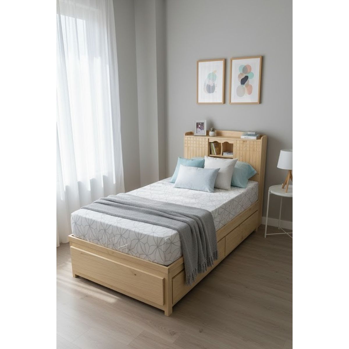 GENERICO - CAMA BIBLIOTECA DE 1 5PLZ PINO